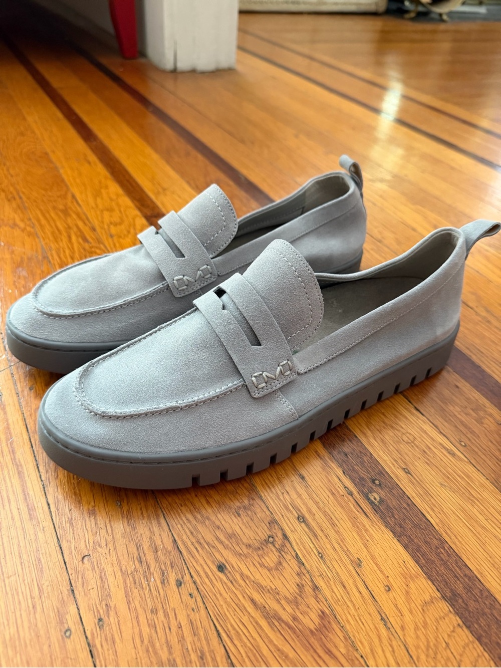 NEW Vionic suede loafer gray blue comfort shoe slip on women's 11